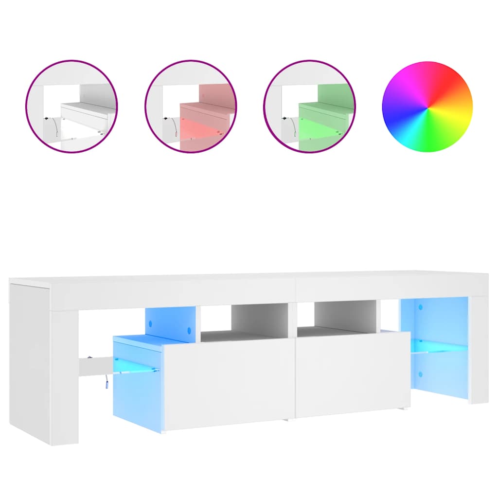 vidaXL TV Cabinet with LED Lights White 140x36.5x40 cm