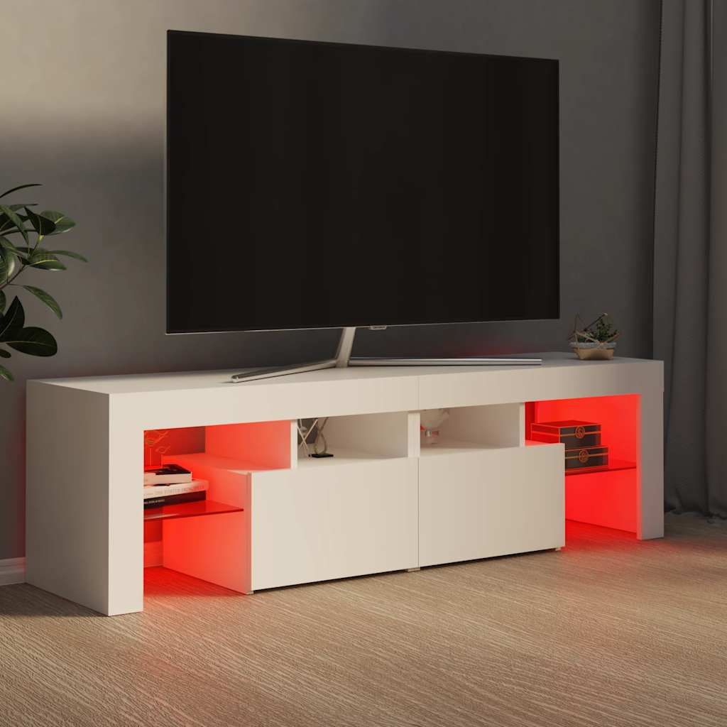 vidaXL TV Cabinet with LED Lights White 140x36.5x40 cm