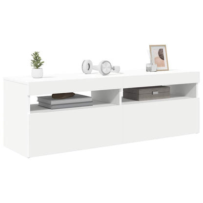 804373 vidaXL TV Cabinet with LED Lights White 120x35x40 cm