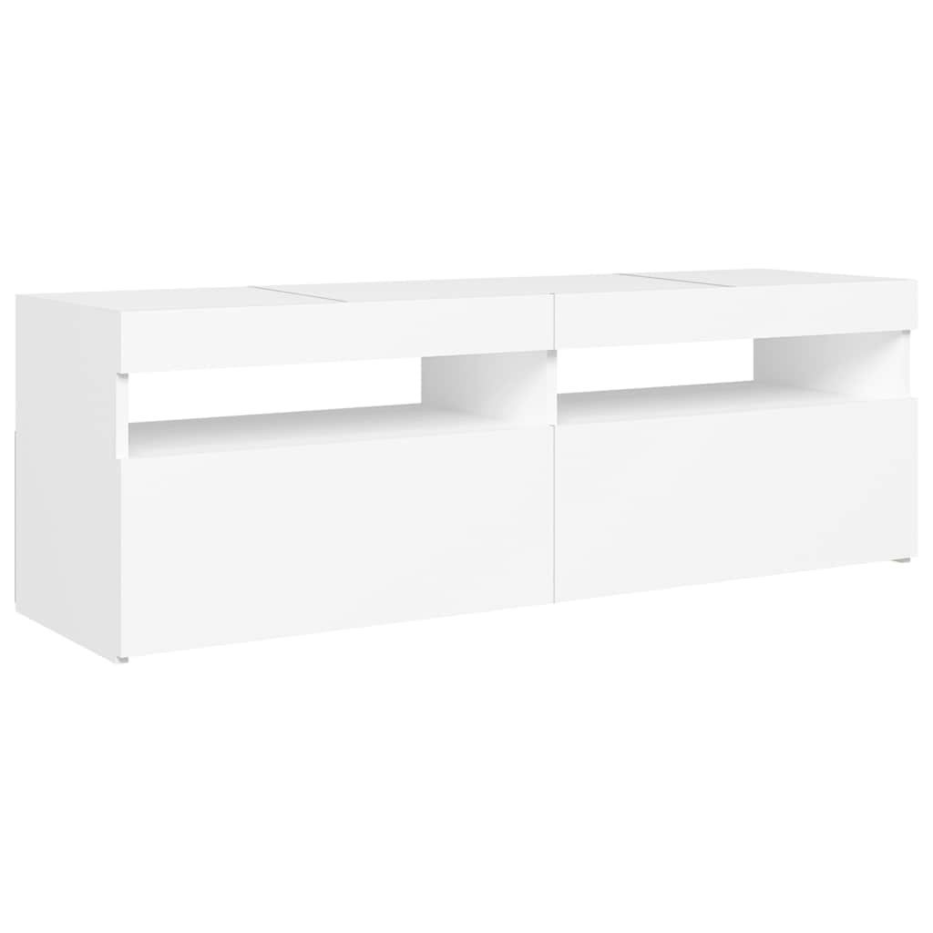 804373 vidaXL TV Cabinet with LED Lights White 120x35x40 cm