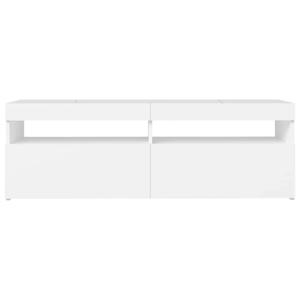 804373 vidaXL TV Cabinet with LED Lights White 120x35x40 cm