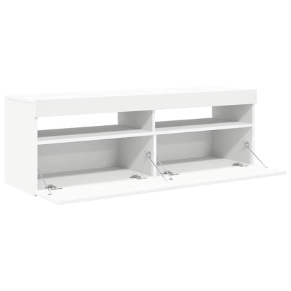 804373 vidaXL TV Cabinet with LED Lights White 120x35x40 cm