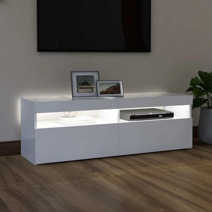 804373 vidaXL TV Cabinet with LED Lights White 120x35x40 cm