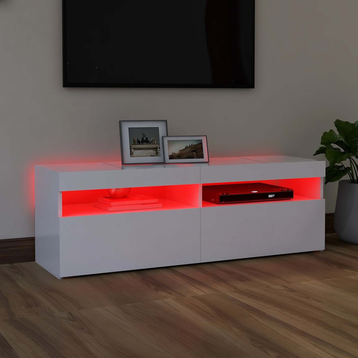 804373 vidaXL TV Cabinet with LED Lights White 120x35x40 cm