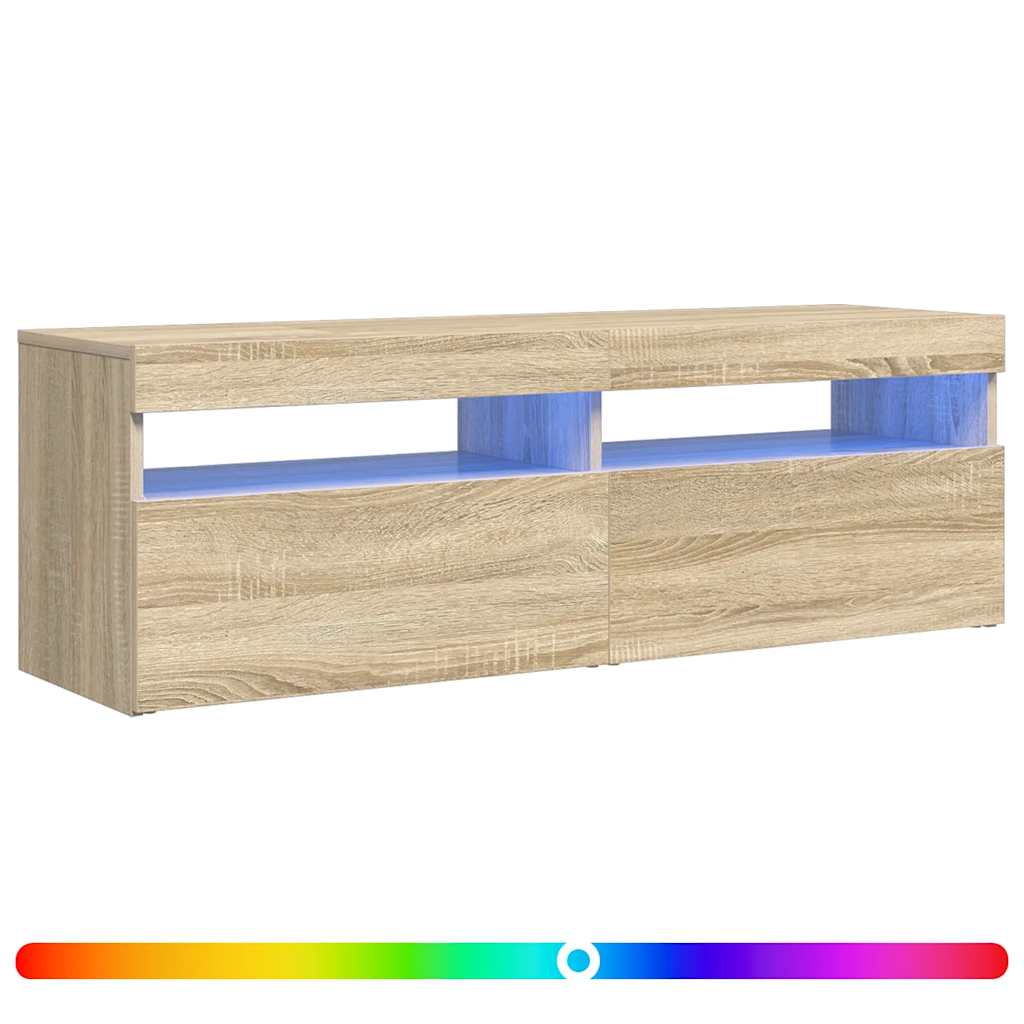 804376 vidaXL TV Cabinet with LED Lights Sonoma Oak 120x35x40 cm
