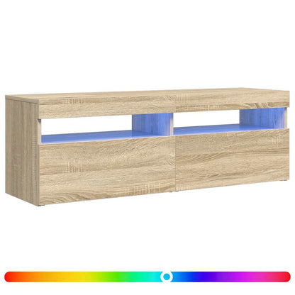 804376 vidaXL TV Cabinet with LED Lights Sonoma Oak 120x35x40 cm
