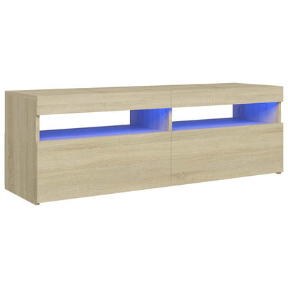 804376 vidaXL TV Cabinet with LED Lights Sonoma Oak 120x35x40 cm