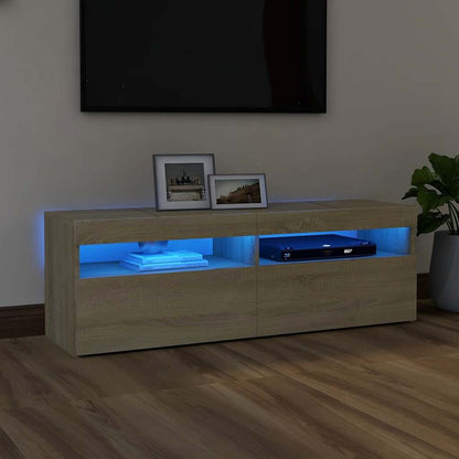 804376 vidaXL TV Cabinet with LED Lights Sonoma Oak 120x35x40 cm
