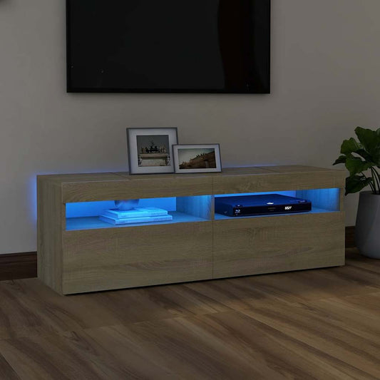 804376 vidaXL TV Cabinet with LED Lights Sonoma Oak 120x35x40 cm