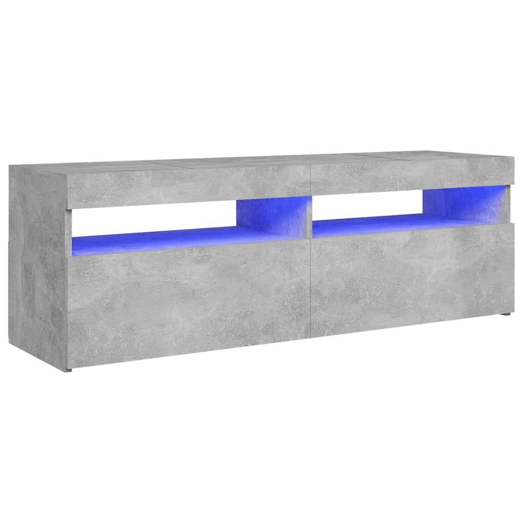 804377 vidaXL TV Cabinet with LED Lights Concrete Grey 120x35x40 cm