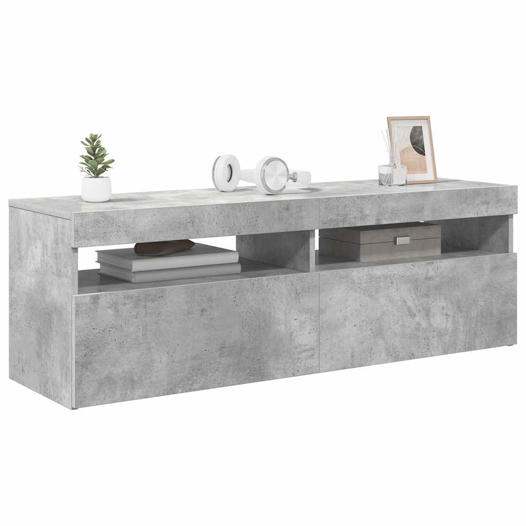 804377 vidaXL TV Cabinet with LED Lights Concrete Grey 120x35x40 cm