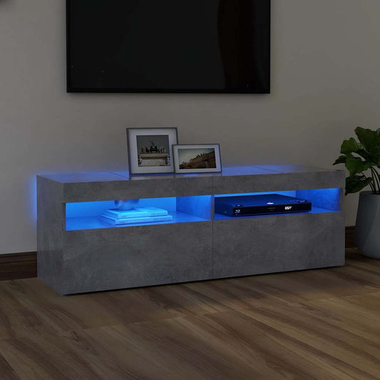 804377 vidaXL TV Cabinet with LED Lights Concrete Grey 120x35x40 cm