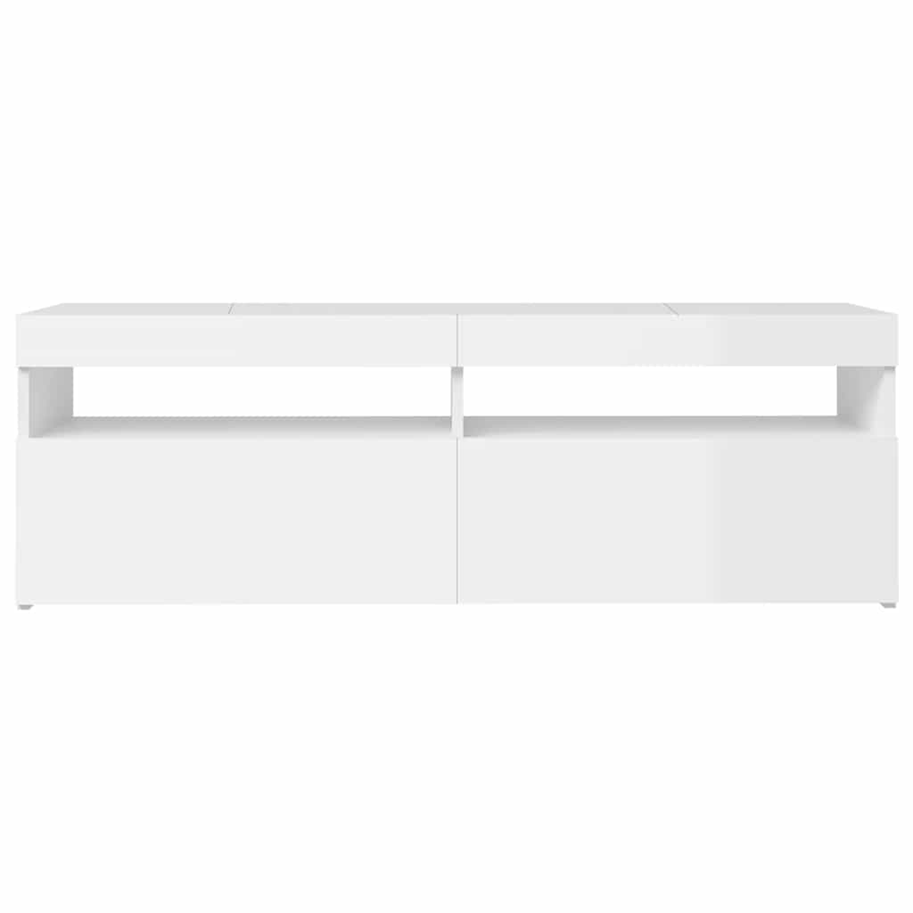 804379 vidaXL TV Cabinet with LED Lights High Gloss White 120x35x40 cm