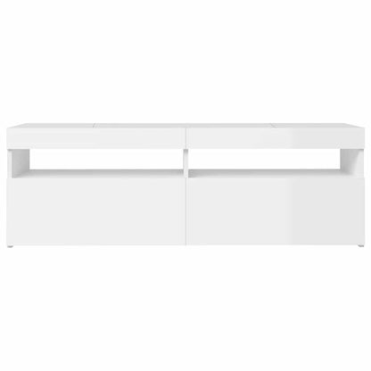 804379 vidaXL TV Cabinet with LED Lights High Gloss White 120x35x40 cm