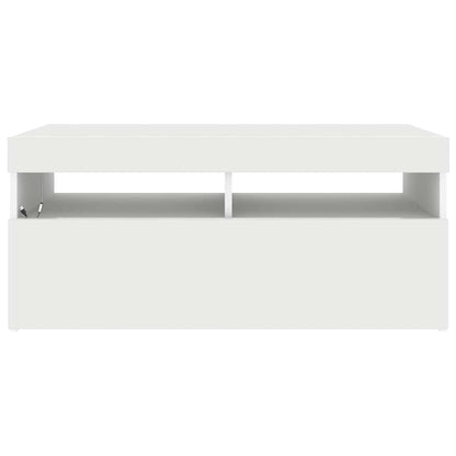 804382 vidaXL TV Cabinet with LED Lights White 90x35x40 cm