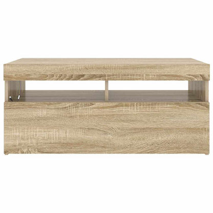 804385 vidaXL TV Cabinet with LED Lights Sonoma Oak 90x35x40 cm