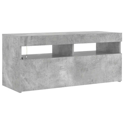 804386 vidaXL TV Cabinet with LED Lights Concrete Grey 90x35x40 cm