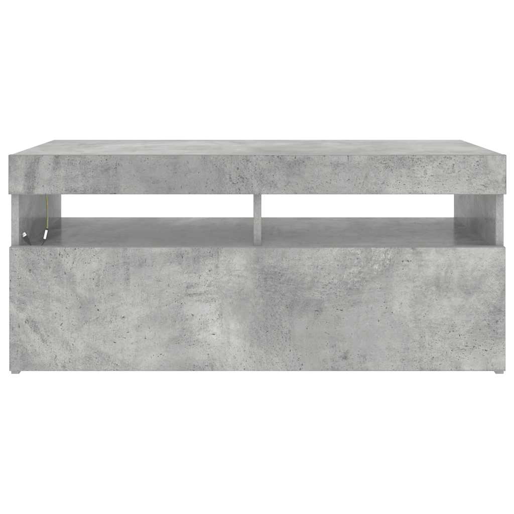 804386 vidaXL TV Cabinet with LED Lights Concrete Grey 90x35x40 cm
