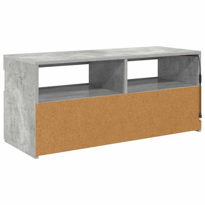 804386 vidaXL TV Cabinet with LED Lights Concrete Grey 90x35x40 cm