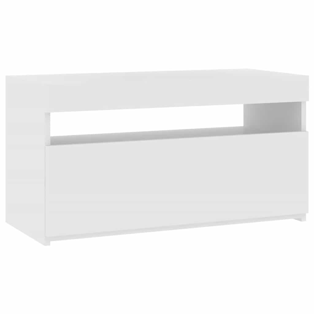 804391 vidaXL TV Cabinet with LED Lights White 75x35x40 cm