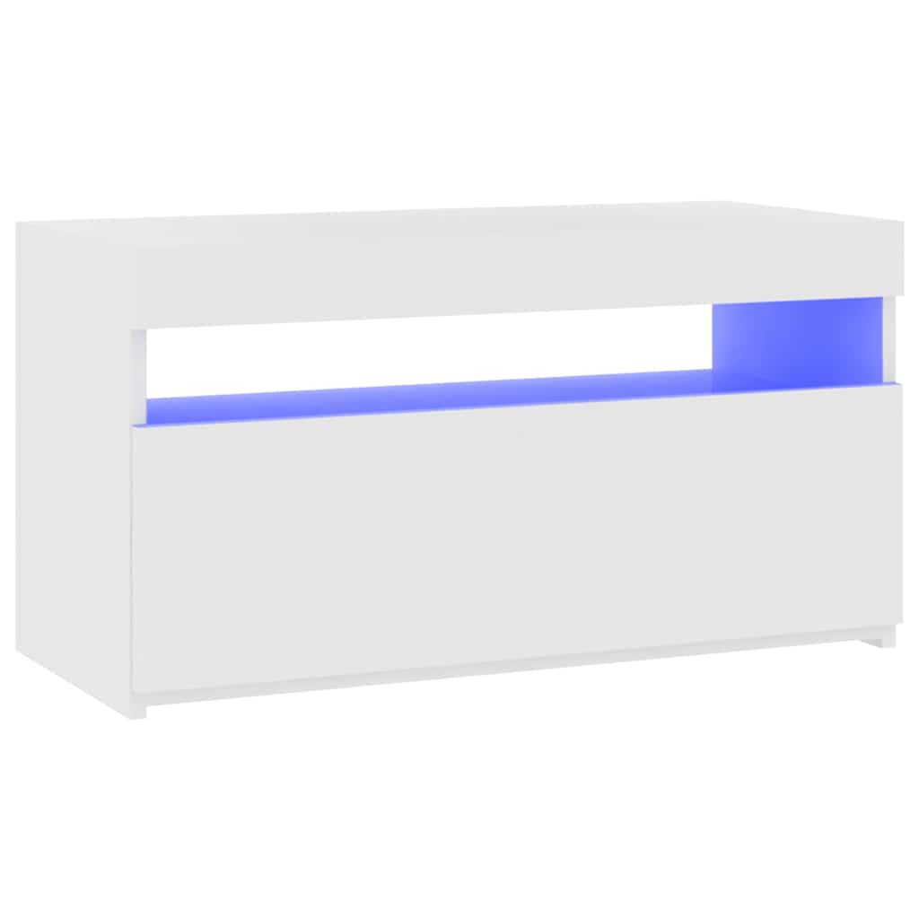 804391 vidaXL TV Cabinet with LED Lights White 75x35x40 cm