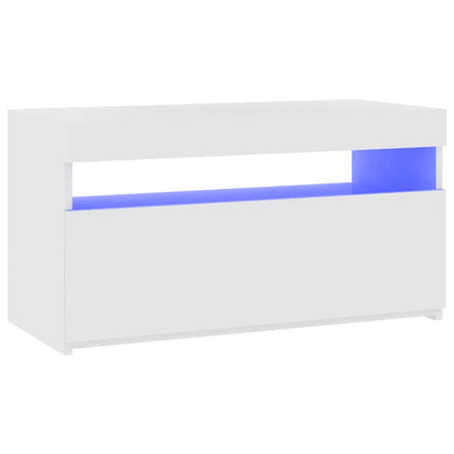 804391 vidaXL TV Cabinet with LED Lights White 75x35x40 cm
