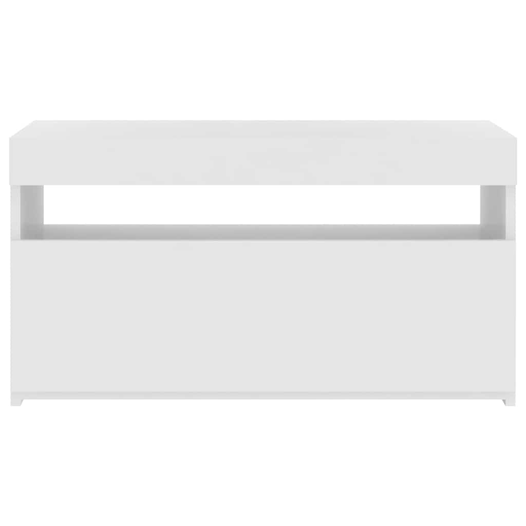 804391 vidaXL TV Cabinet with LED Lights White 75x35x40 cm