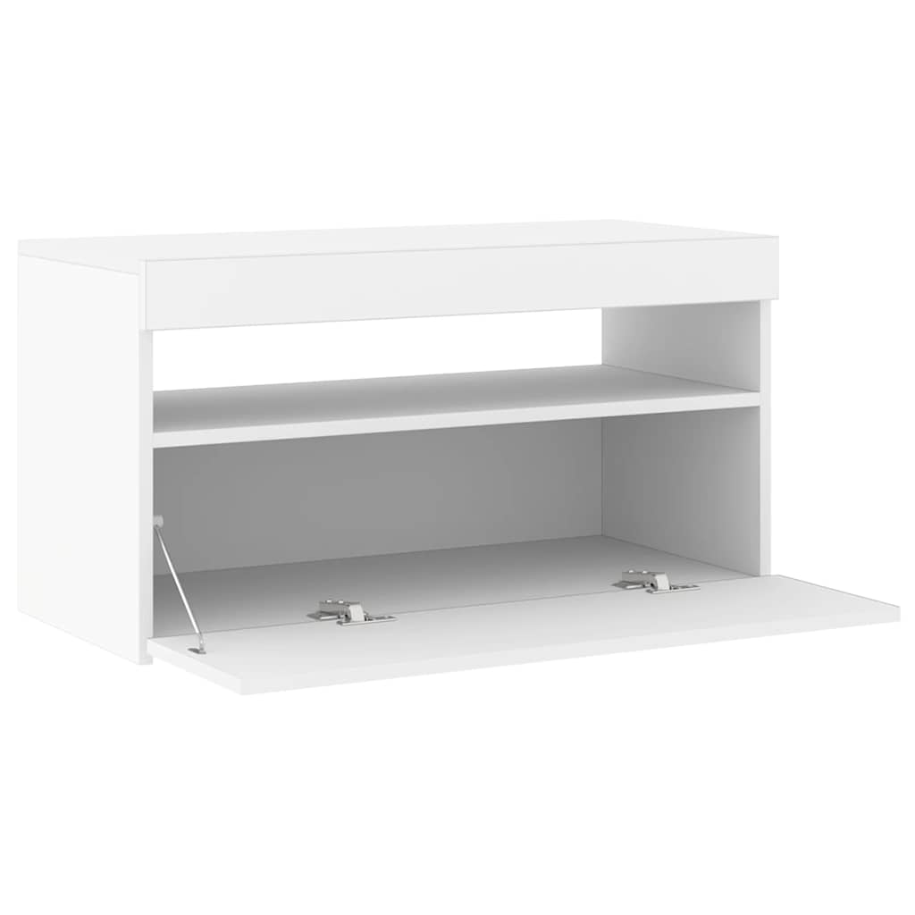 804391 vidaXL TV Cabinet with LED Lights White 75x35x40 cm