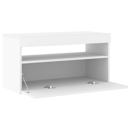 804391 vidaXL TV Cabinet with LED Lights White 75x35x40 cm
