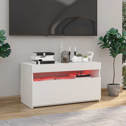 804391 vidaXL TV Cabinet with LED Lights White 75x35x40 cm