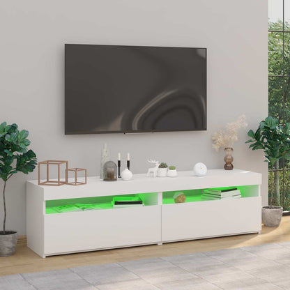 804392 vidaXL 2 Piece TV Cabinet Set with LED Lights White 75x35x40 cm