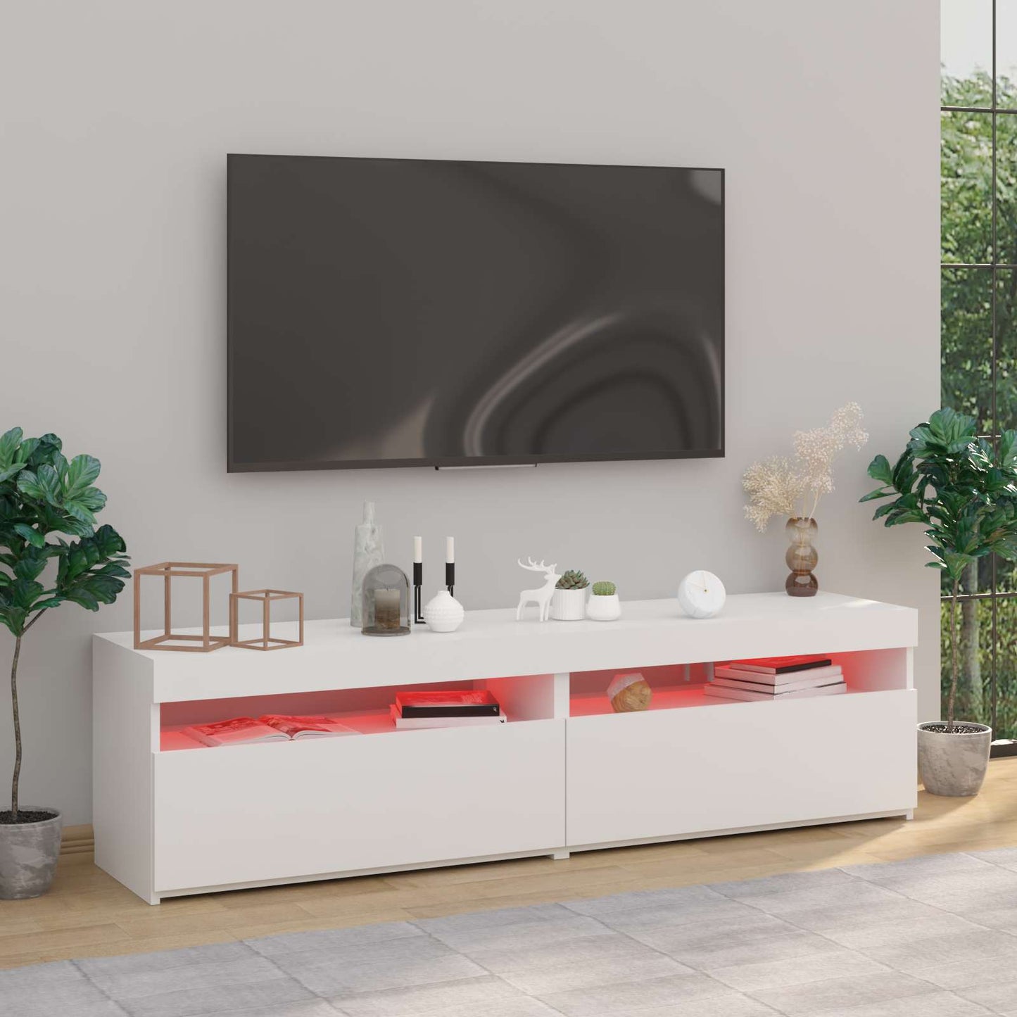 804392 vidaXL 2 Piece TV Cabinet Set with LED Lights White 75x35x40 cm