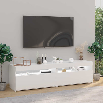 804392 vidaXL 2 Piece TV Cabinet Set with LED Lights White 75x35x40 cm