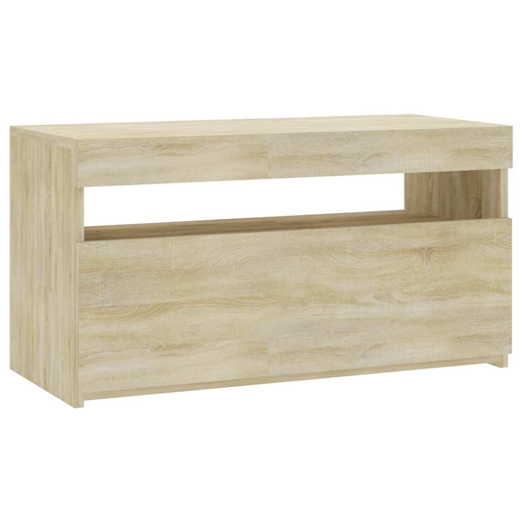 804397 vidaXL TV Cabinet with LED Lights Sonoma Oak 75x35x40 cm