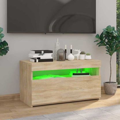 804397 vidaXL TV Cabinet with LED Lights Sonoma Oak 75x35x40 cm