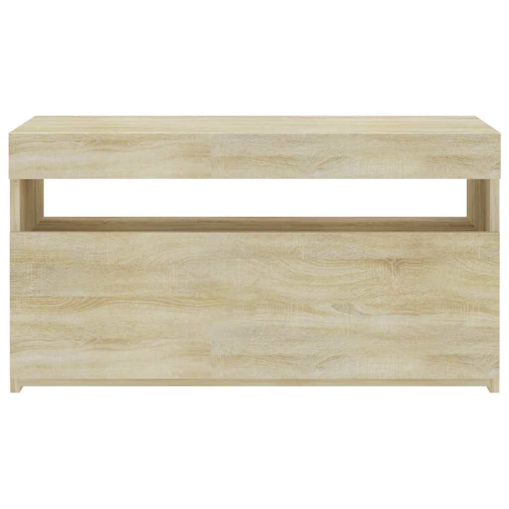 804397 vidaXL TV Cabinet with LED Lights Sonoma Oak 75x35x40 cm