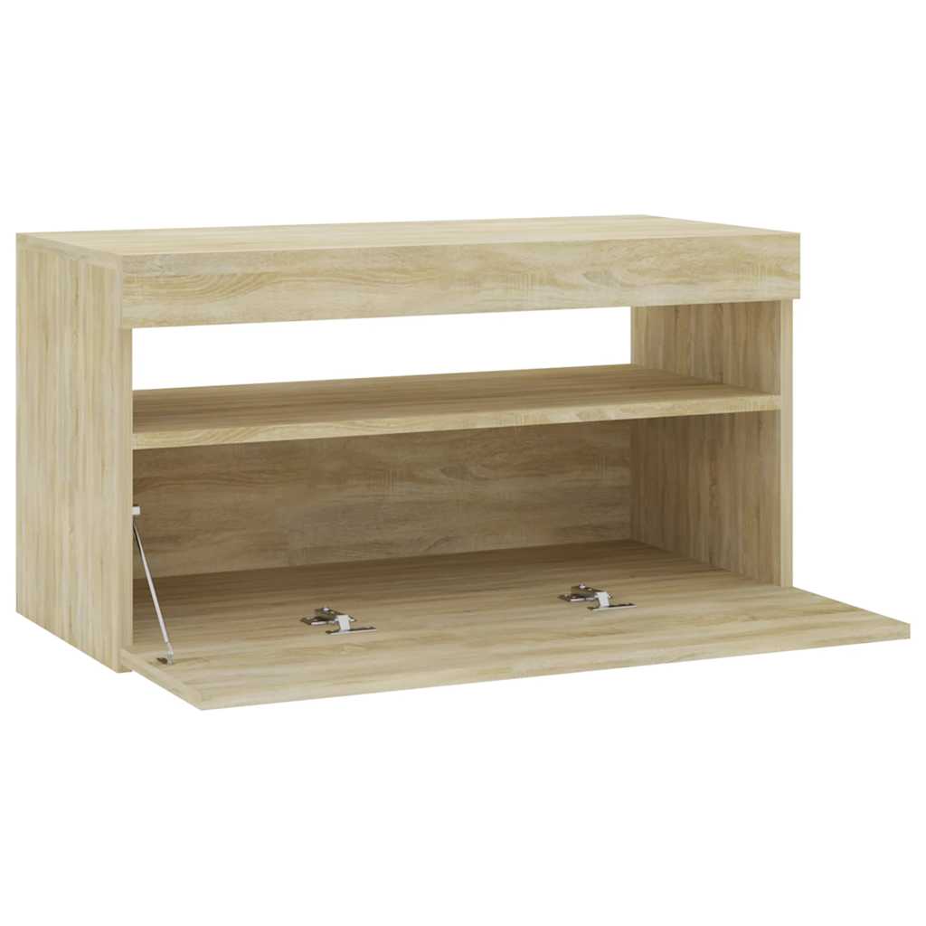804397 vidaXL TV Cabinet with LED Lights Sonoma Oak 75x35x40 cm
