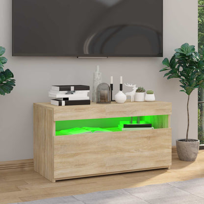 804397 vidaXL TV Cabinet with LED Lights Sonoma Oak 75x35x40 cm