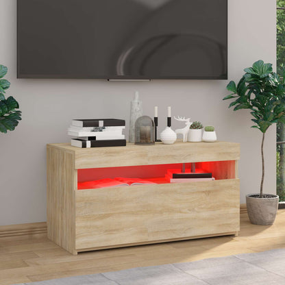 804397 vidaXL TV Cabinet with LED Lights Sonoma Oak 75x35x40 cm