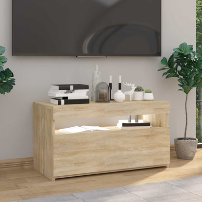 804397 vidaXL TV Cabinet with LED Lights Sonoma Oak 75x35x40 cm