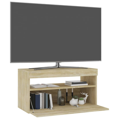804397 vidaXL TV Cabinet with LED Lights Sonoma Oak 75x35x40 cm