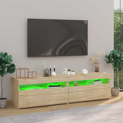 804398 vidaXL 2 Piece TV Cabinet Set with LED Lights Sonoma Oak 75x35x40 cm