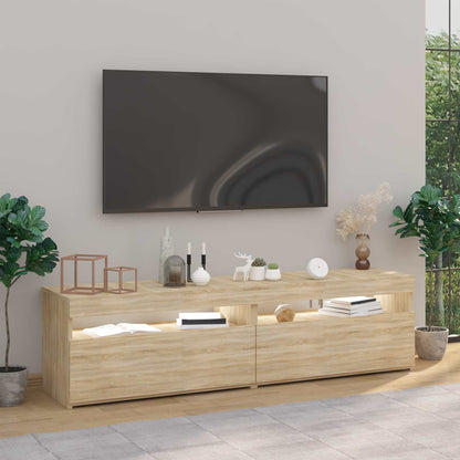 804398 vidaXL 2 Piece TV Cabinet Set with LED Lights Sonoma Oak 75x35x40 cm