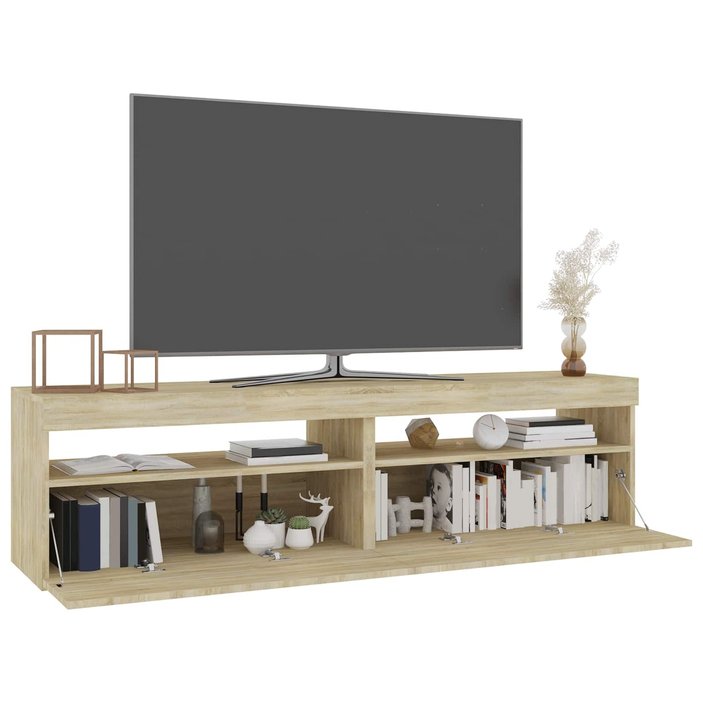 804398 vidaXL 2 Piece TV Cabinet Set with LED Lights Sonoma Oak 75x35x40 cm