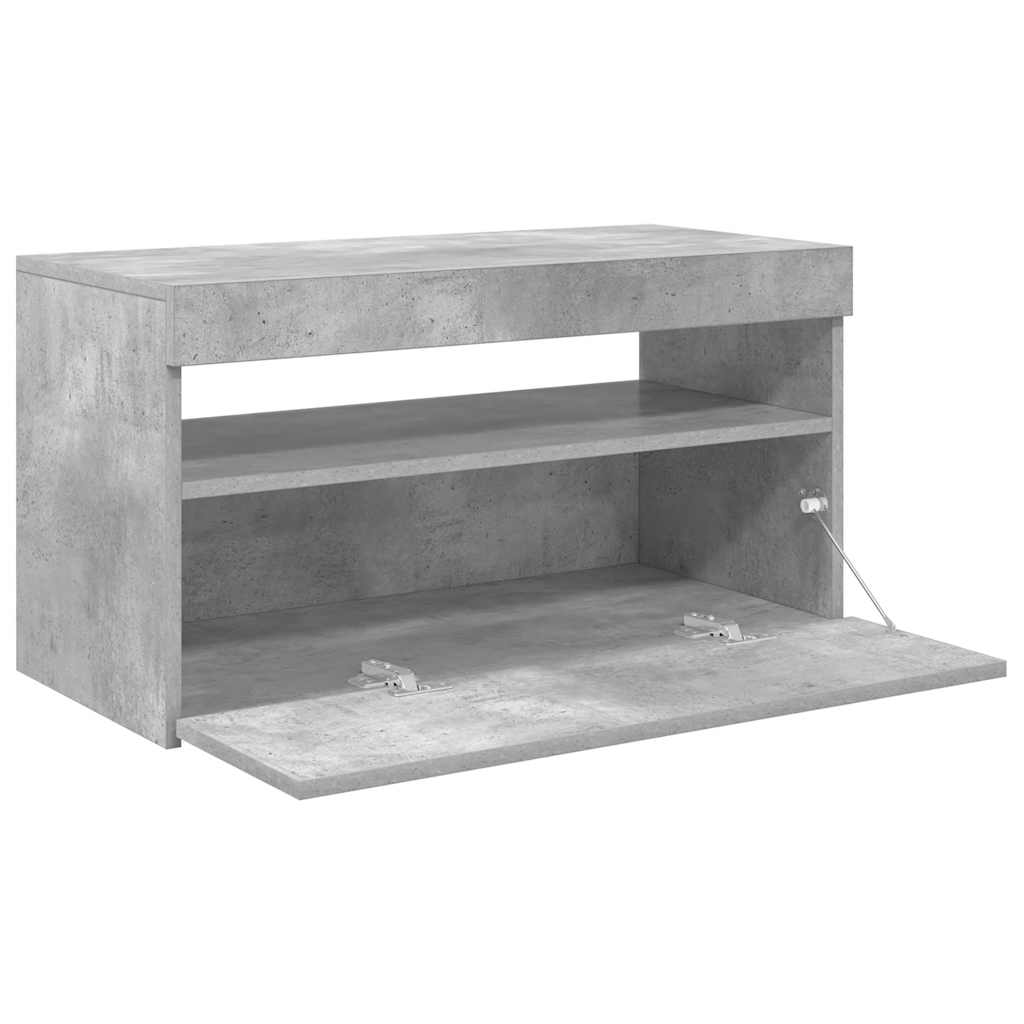 vidaXL TV Cabinet with LED Lights Concrete Grey 75x35x40 cm