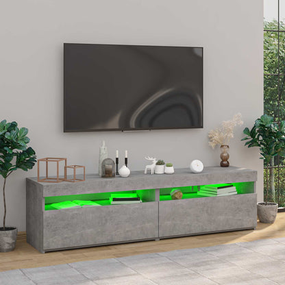 804400 vidaXL 2 Piece TV Cabinet Set with LED Lights Concrete Grey 75x35x40 cm