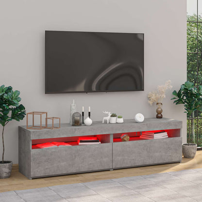 804400 vidaXL 2 Piece TV Cabinet Set with LED Lights Concrete Grey 75x35x40 cm