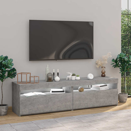804400 vidaXL 2 Piece TV Cabinet Set with LED Lights Concrete Grey 75x35x40 cm