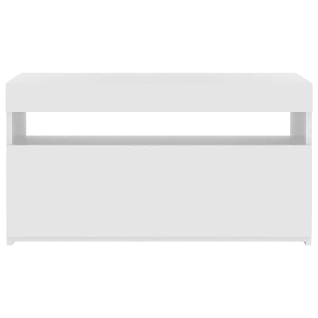 804403 vidaXL TV Cabinet with LED Lights High Gloss White 75x35x40 cm