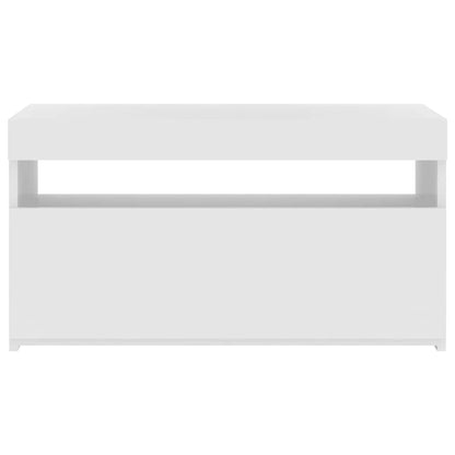 804403 vidaXL TV Cabinet with LED Lights High Gloss White 75x35x40 cm
